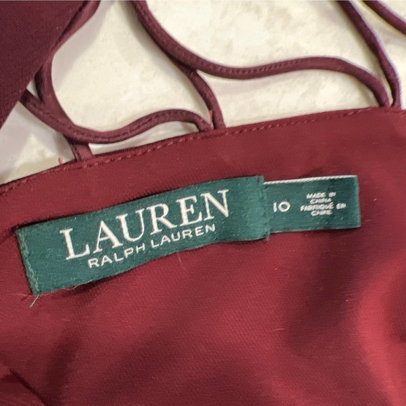Lauren Ralph Lauren Women’s Sheath Dress Sleeveless V-Neck Cage Back Size 10 Red - Picture 5 of 5
